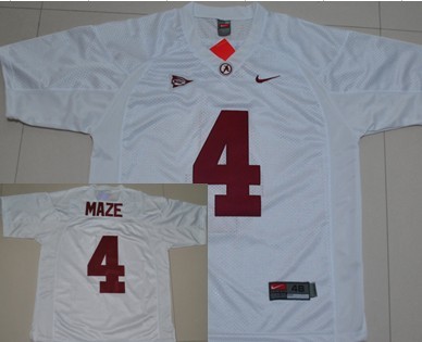 Alabama Crimson Tide #4 Marquis Maze White NCAA Jerseys